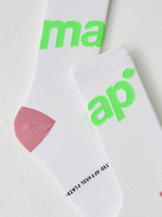 Training Sock White/Fluoro Lime