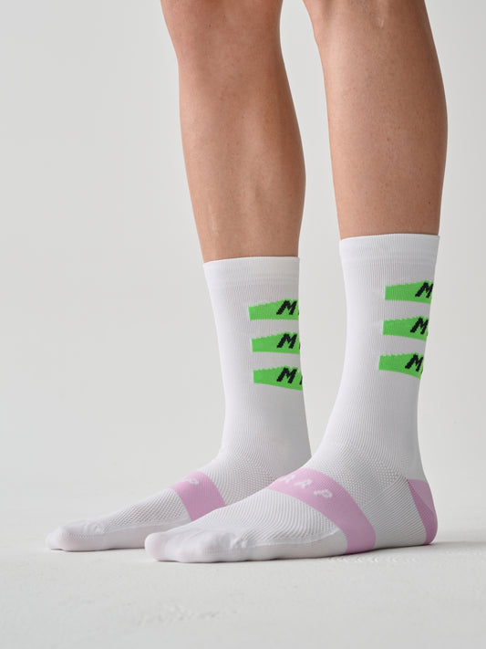 Evade X Sock White / Fluro Green