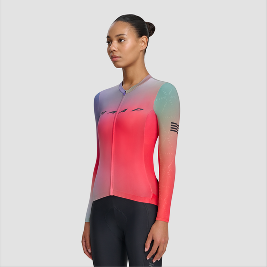 Women's Blurred Out Pro Hex LS Jersey 2.0 Red Mix