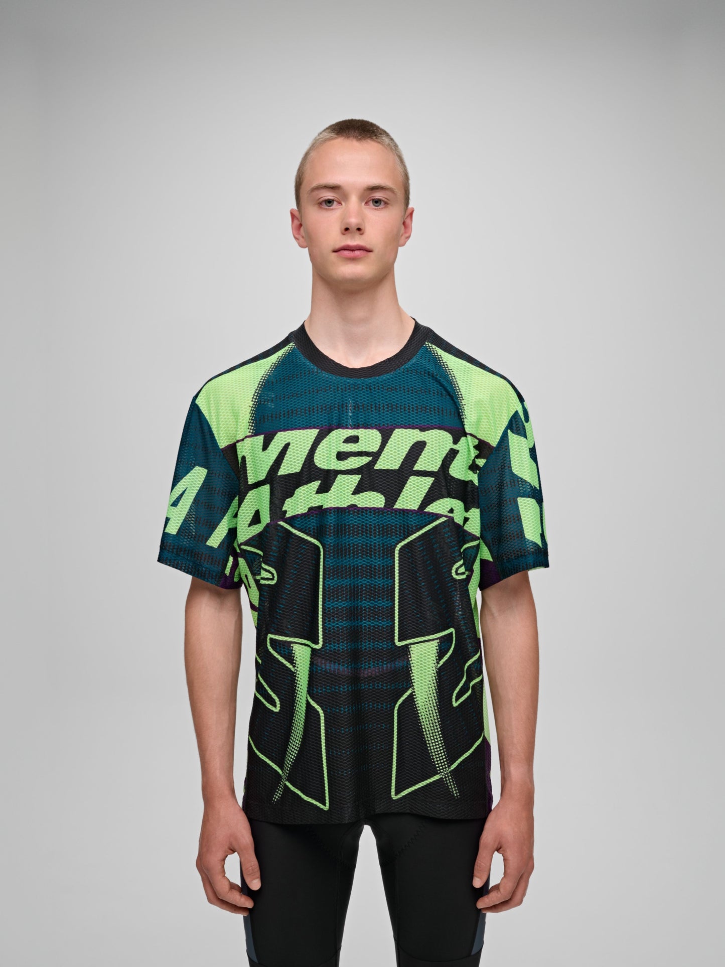 Mesh SS Tee Black / Acid Lime