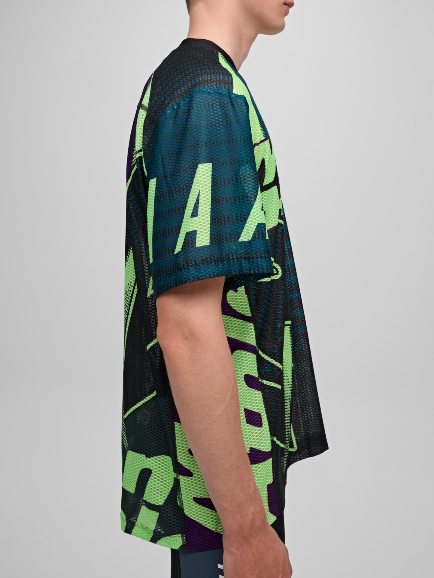 Mesh SS Tee Black / Acid Lime