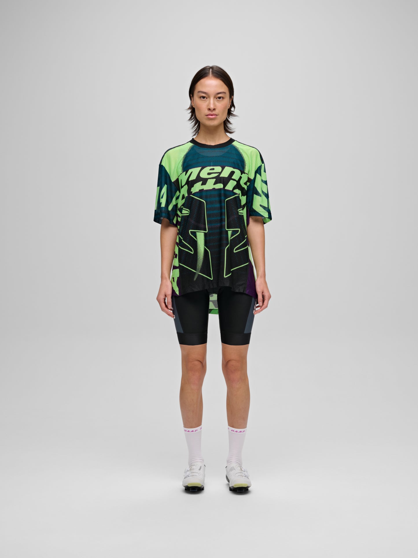 Mesh SS Tee Black / Acid Lime