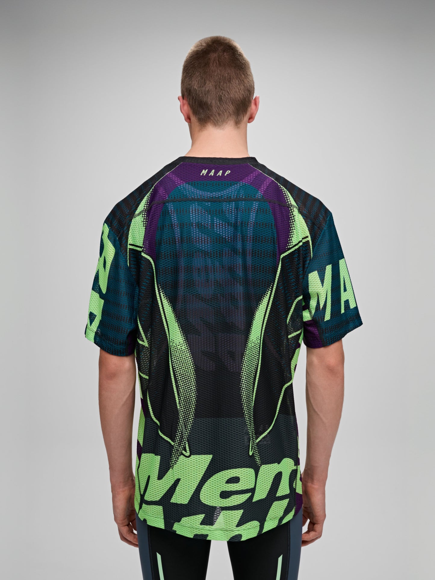 Mesh SS Tee Black / Acid Lime